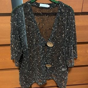 Black Open Stitch Top size L